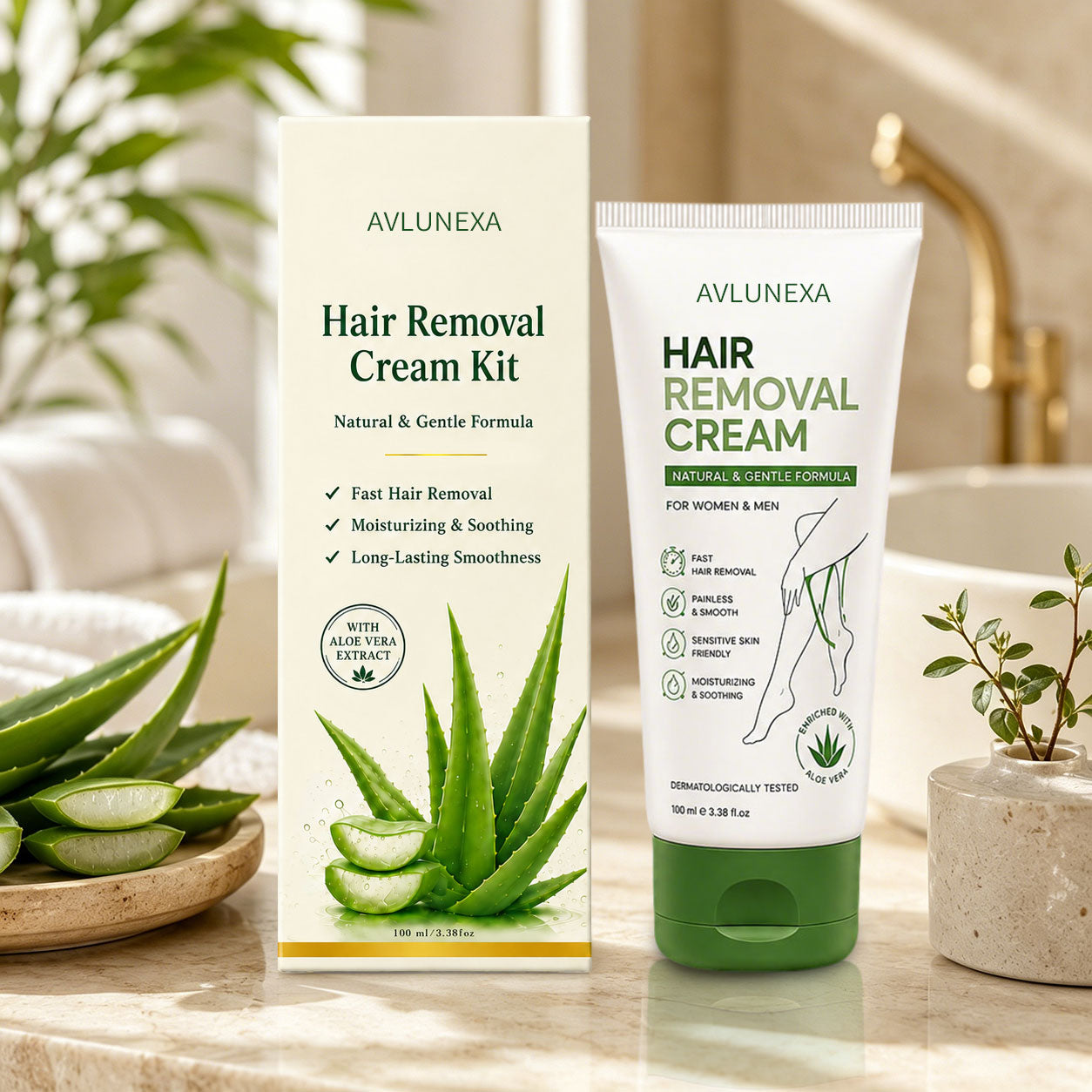 Natural Gentle Hair Removal Cream | For Women & Men, Sensitive Skin