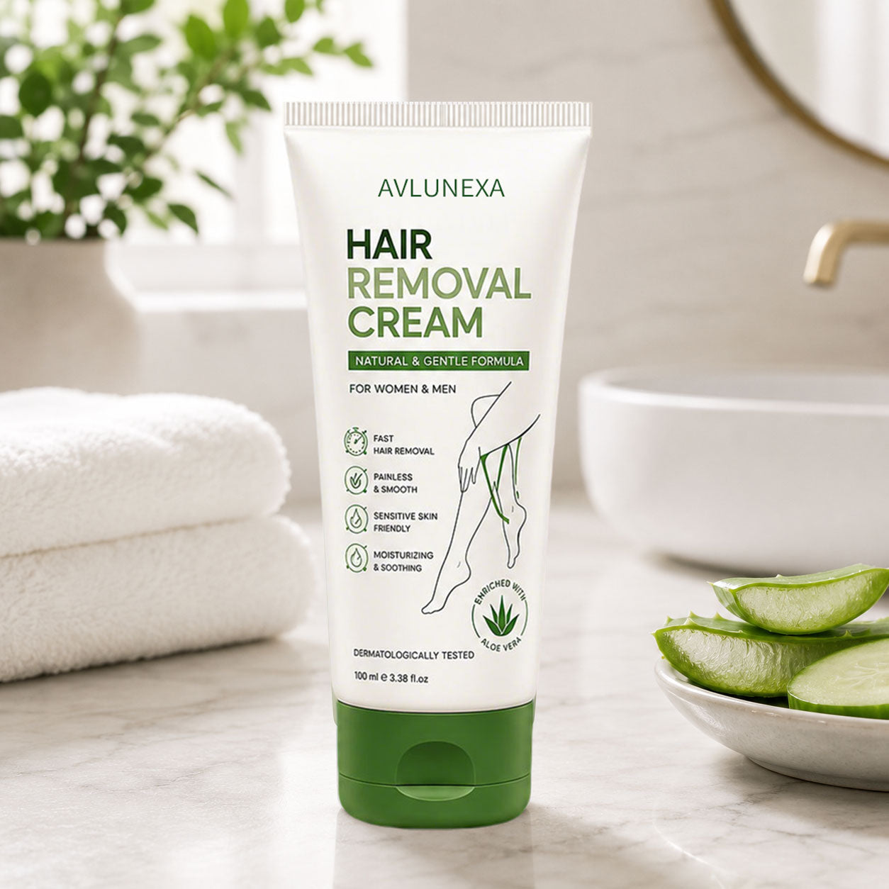 Natural Gentle Hair Removal Cream | For Women & Men, Sensitive Skin