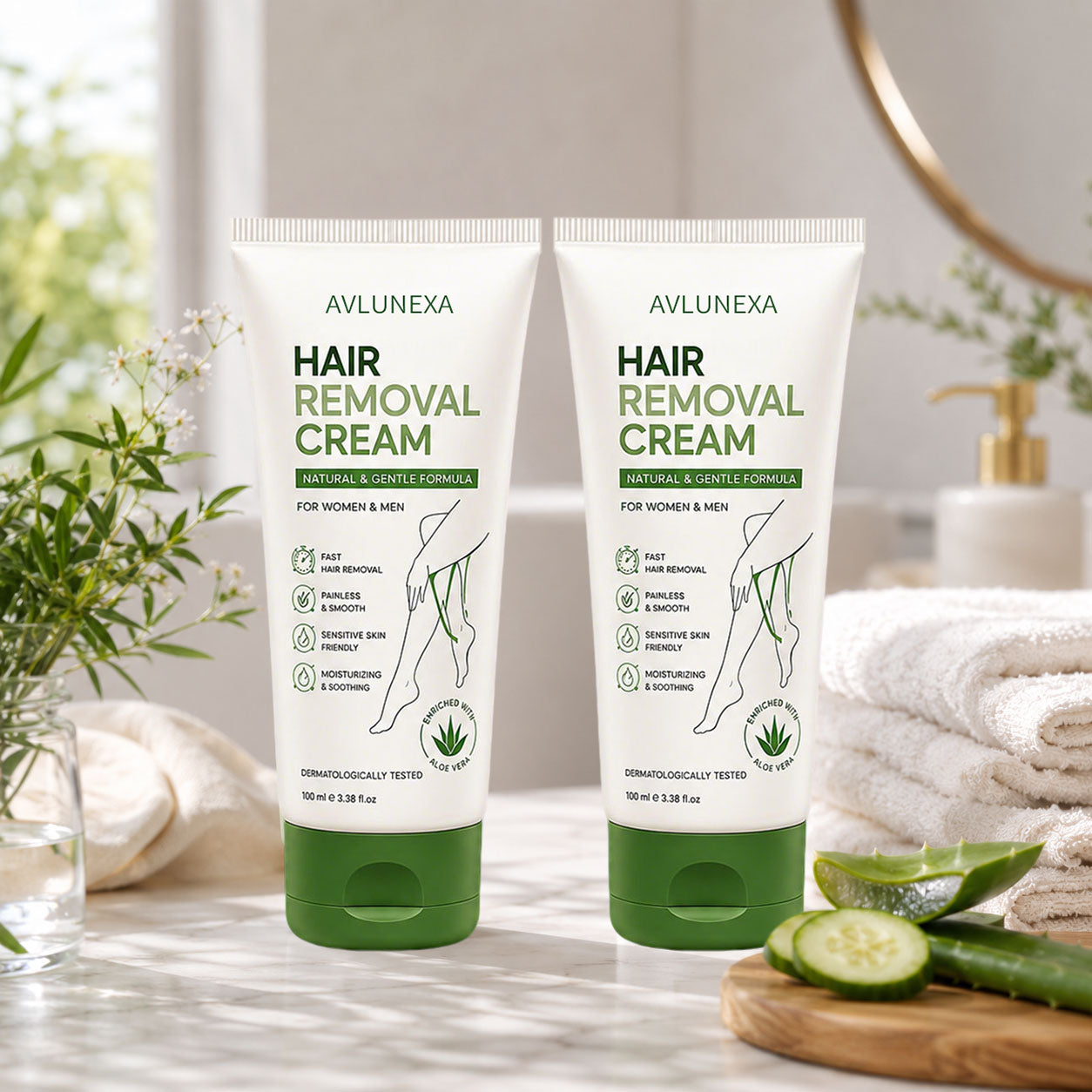 Natural Gentle Hair Removal Cream | For Women & Men, Sensitive Skin