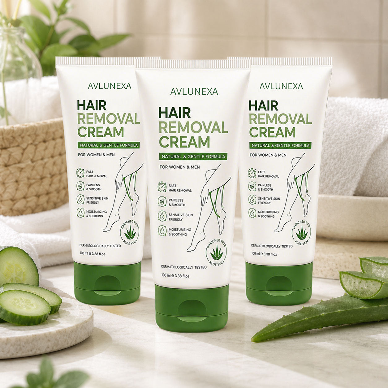 Natural Gentle Hair Removal Cream | For Women & Men, Sensitive Skin