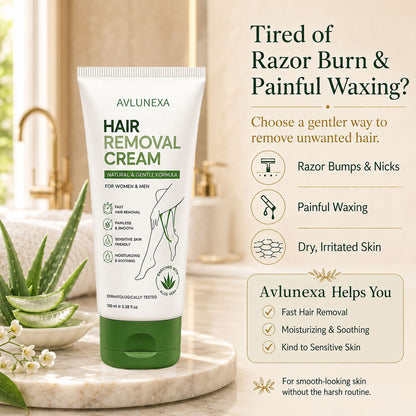 Natural Gentle Hair Removal Cream | For Women & Men, Sensitive Skin